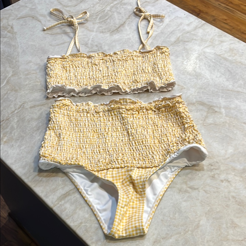 Verdelimon Yellow Gingham Bikini Set